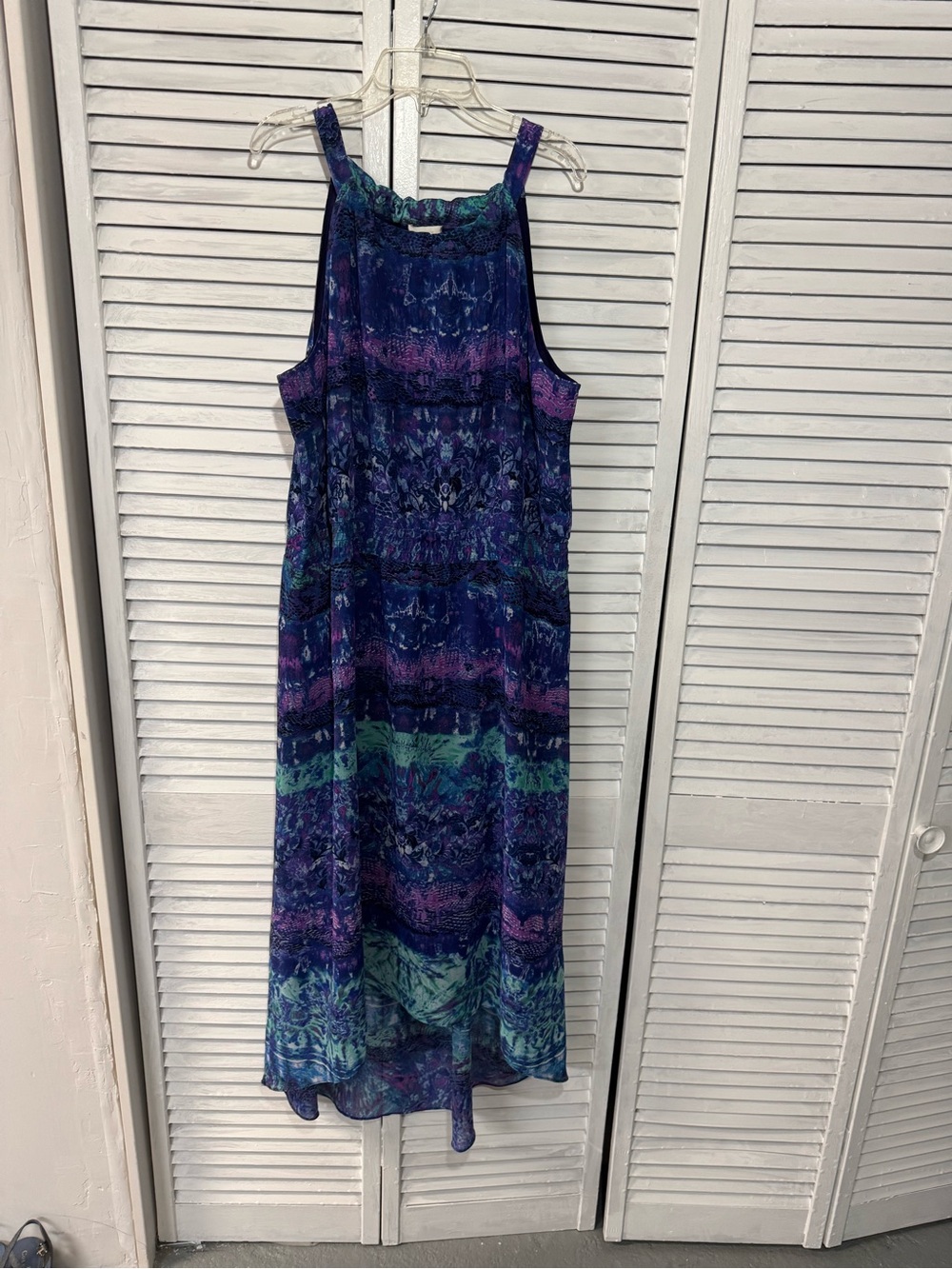 Chico's Blue and Purple Sleeveless Maxi Dress